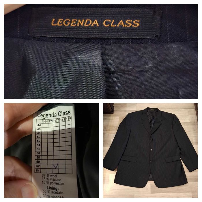 Костюм мужской черный пиджак брюки большой размер 58-60