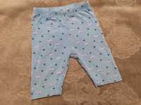 Spodnie 68 74 niebieskie w wiśnie czereśnie lato dziewczynka piżama