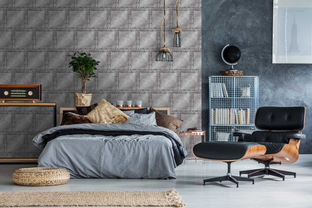 KUP 3 ZAPŁAĆ MNIEJ Tapeta Loft Blacha Metal Srebro Ściana 3D Na Ścianę