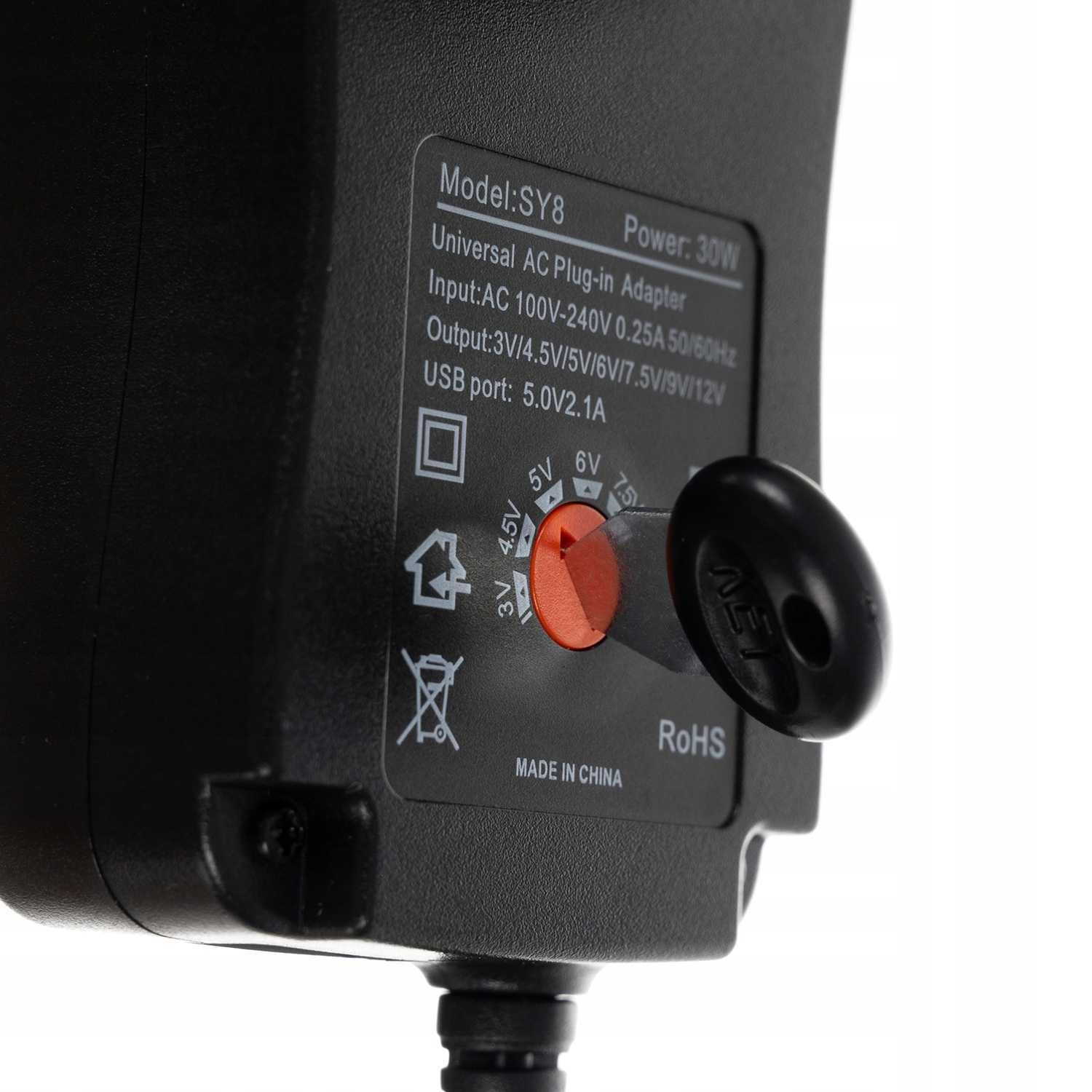 Zasilacz Uniwersalny Ładowarka Regulowany 3-12V Sieciowy USB 30W 6