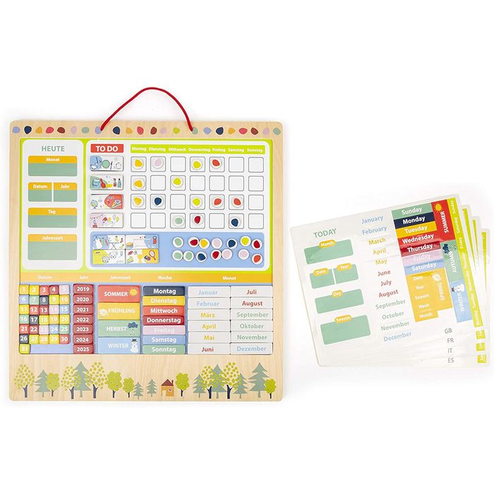 Drewniana edukacyjna tablica magnetyczna planer tygodniowy