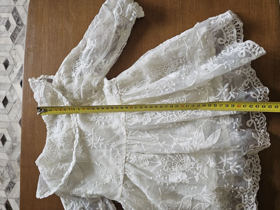 Sukienka sukieneczka chrzciny z kołnierzem biała haft wyjściowa rozm.