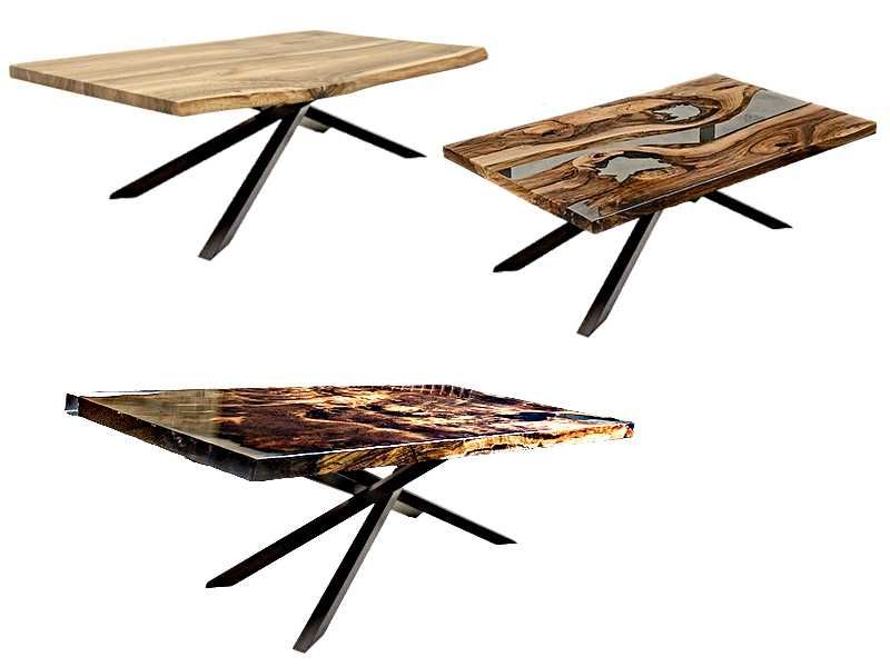 Stół DENIS żywica drewno metal krzesła do jadalni salonu i ogrodu