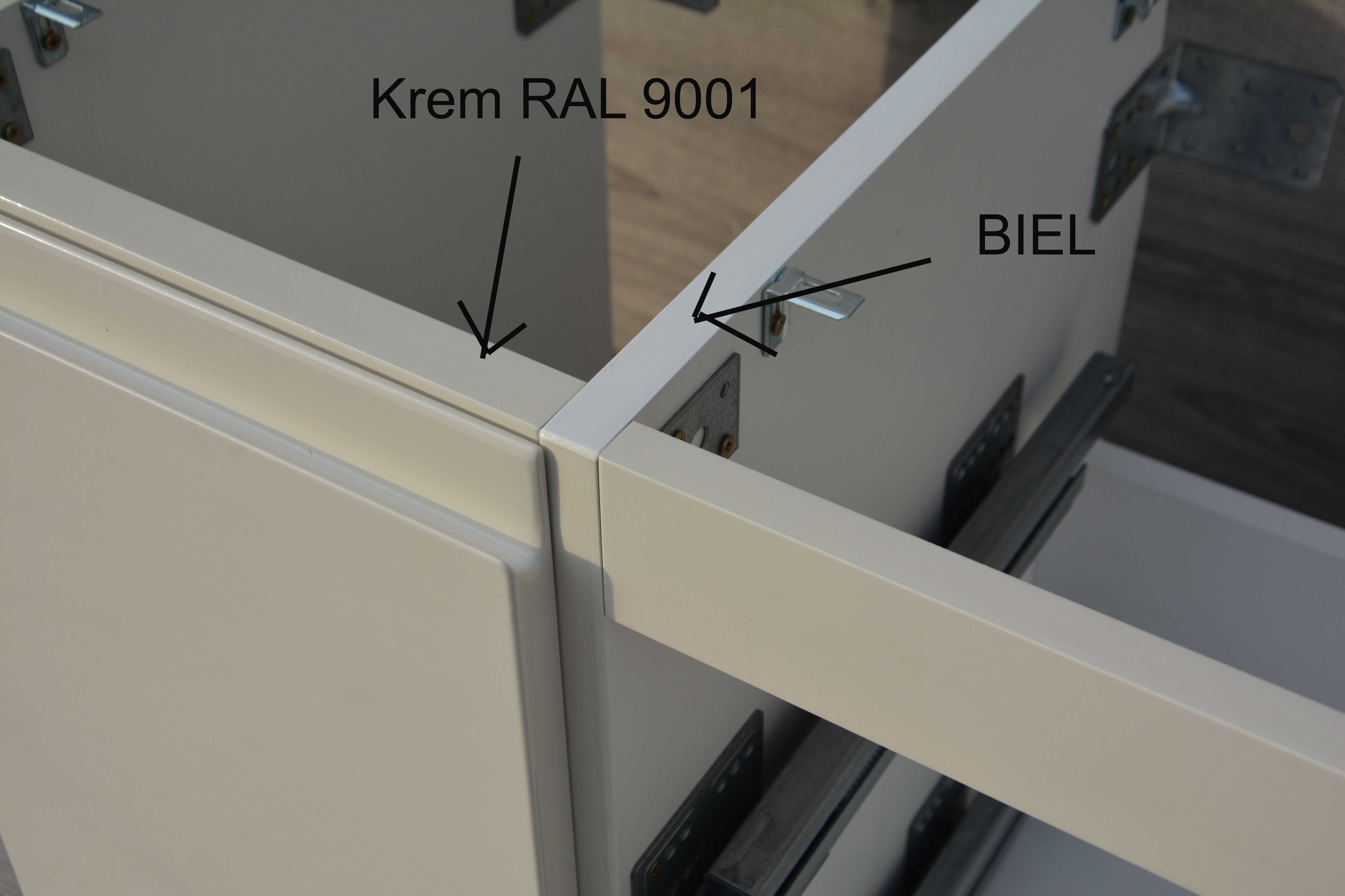 Gotowa SZAFKA łazienkowa 120 x 45 blat Dąb WOTAN + RAL 9001 krem