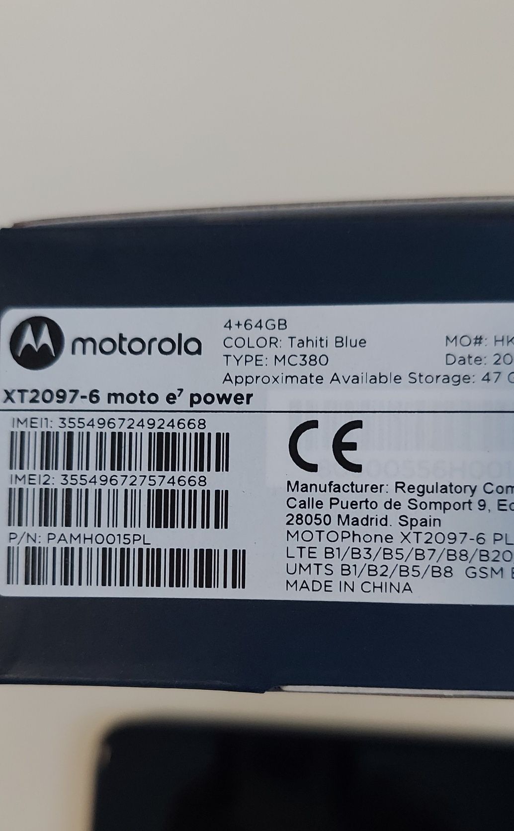 Motorola e7 Power 4/64 GB 6.5" Smartfon bat.5000mAh.Czytać opis proszę