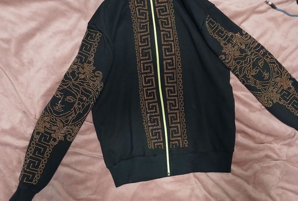Nowa Czarna Bluza Cyrkonie Versace S/M