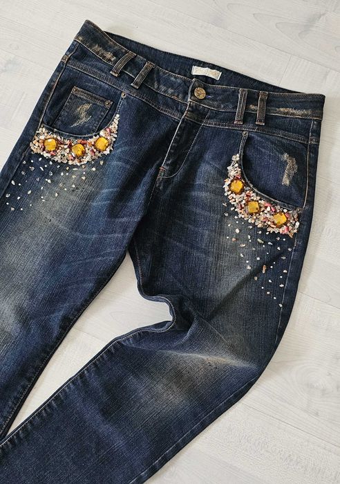 JUSTOR dzinsy zdobione włoskie roz L/XL