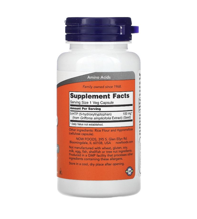 5-гидрокситриптофан, 5-HTP, 100 мг, 60 шт Now foods, Doctor's best