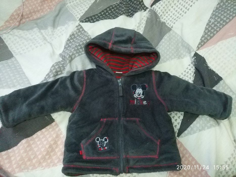 Cieplutka bluza 3-6m z myszką Mickey