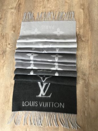 Louis Vuitton Reykjavik gradient cieniowany szary szal szalik kaszmir