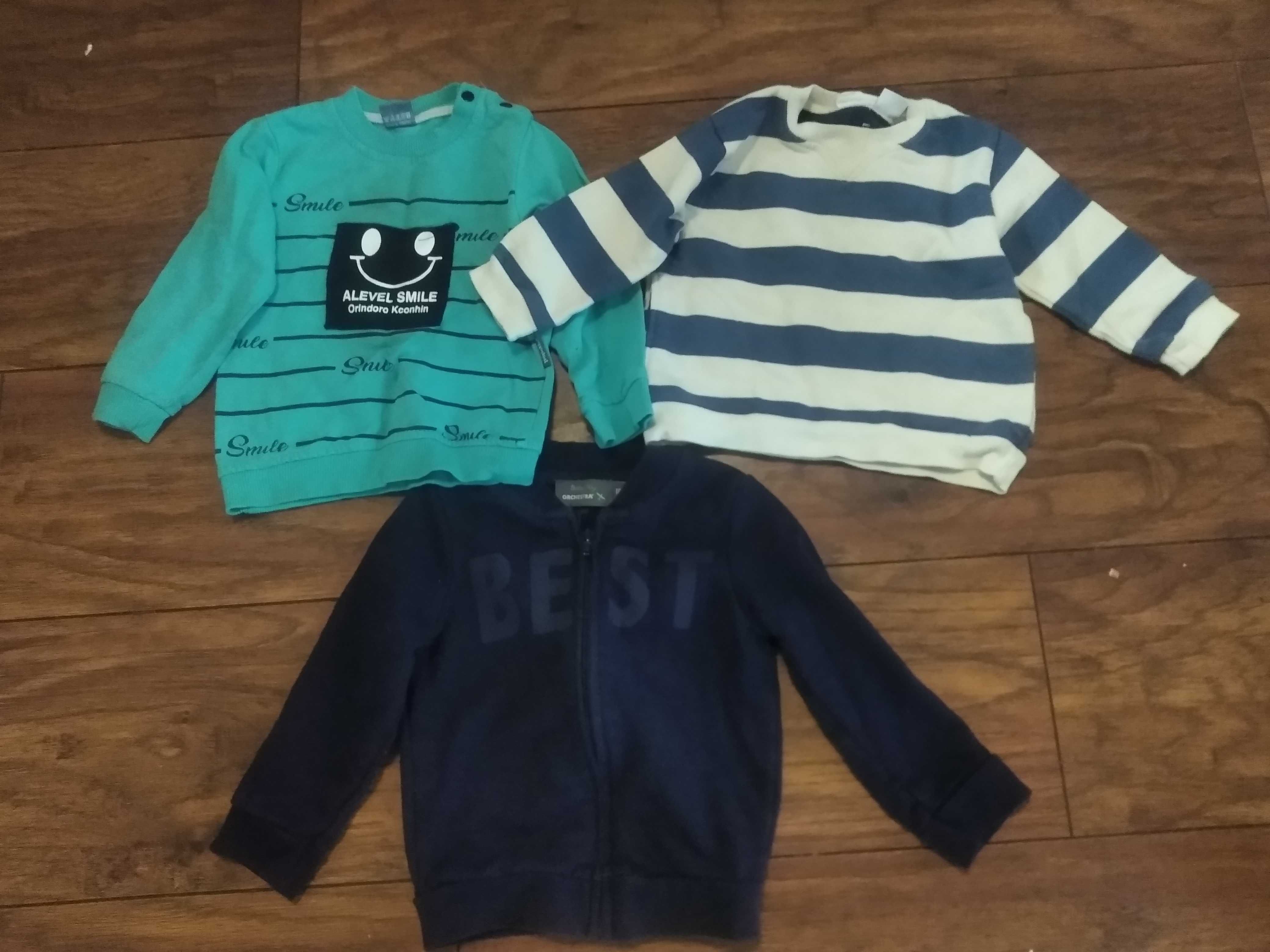 Zestaw  3 ciepłe bluzy chłopięce 74 81 92 ZARA Popolin Baby Boy