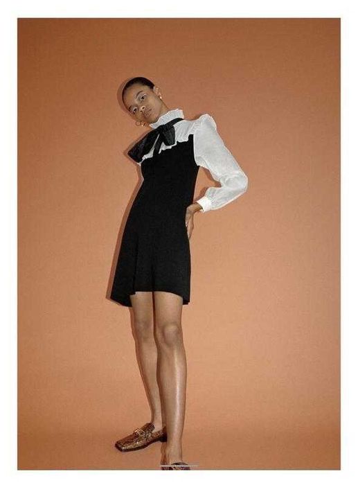 Платье в рубчик с рукавами воланами с бантиком органза Zara оригинал