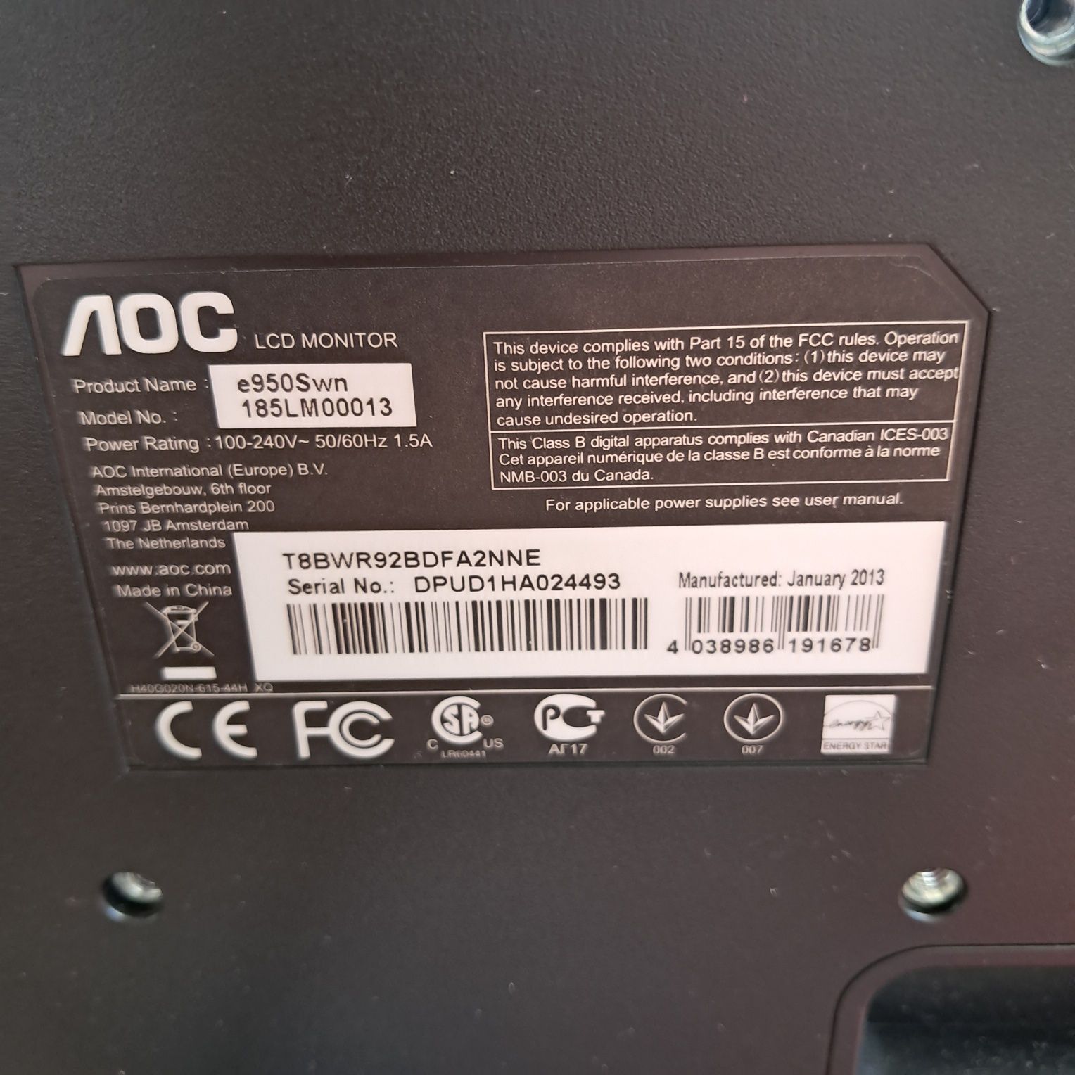 Монитор led 18,5 AOC