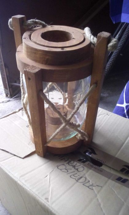 Lampa drewniana handmade duża