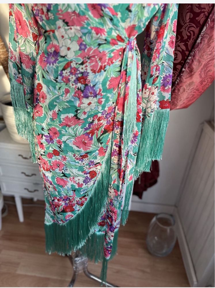 Nasty gal kopertowa sukienka maxi kwiatami Fredzlami  L 40 midaxi midi