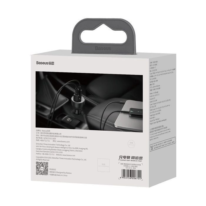 Baseus ładowarka samochodowa USB / USB C 100W PPS QC PD + kabel USB C