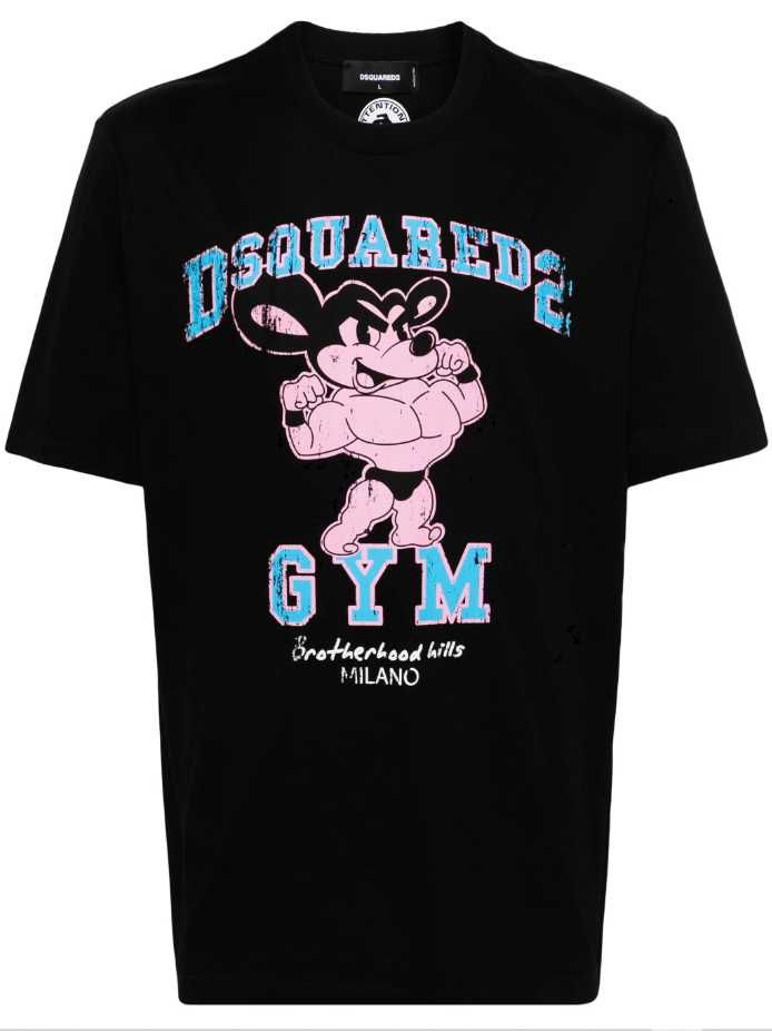 DSQUARED2 T-SHIRT GYM kolor czarny printerd roz. L oryginal