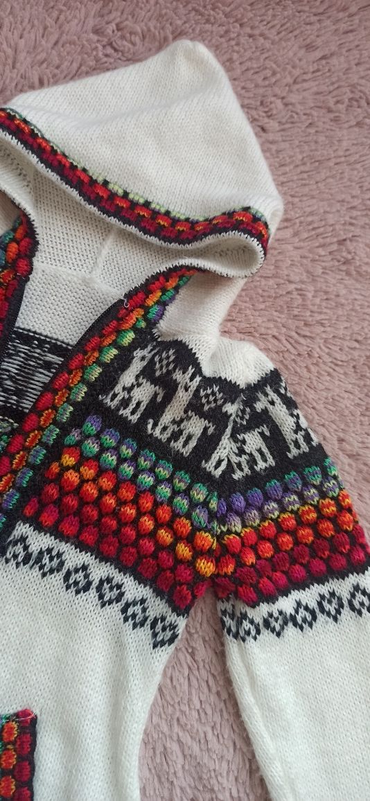Sweter Alpaka 70% Peru etno boho 110/116 Premium