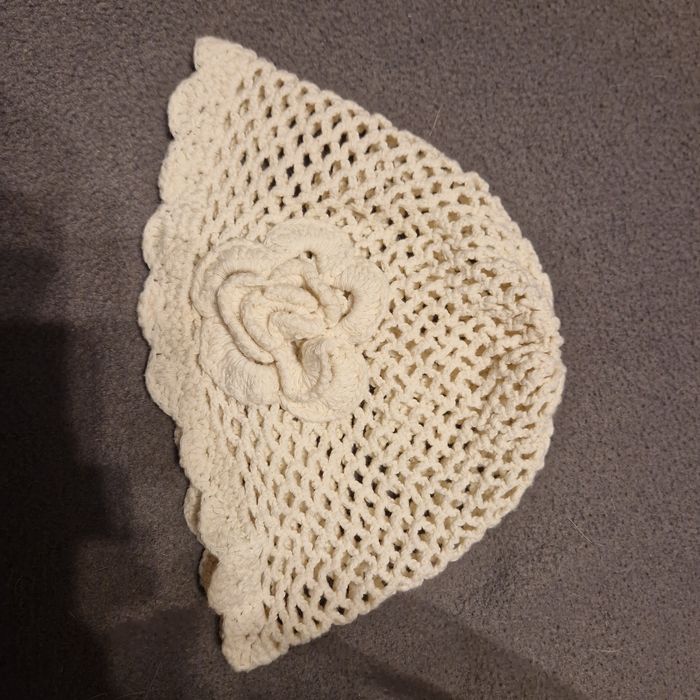 Czapeczka chrzest szydelko