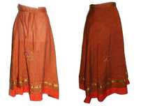 Nepal ruda kopertowa maxi spódnica etno folk hafty 44 46
