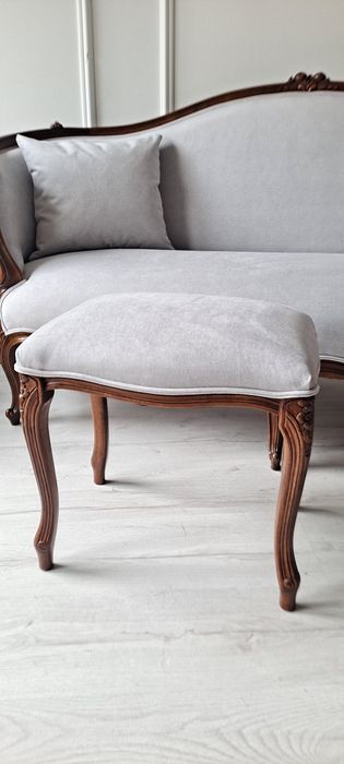 Stylowa pufa podnóżek stołek róża kwiaty scenki Shabby Chic  Ludwik