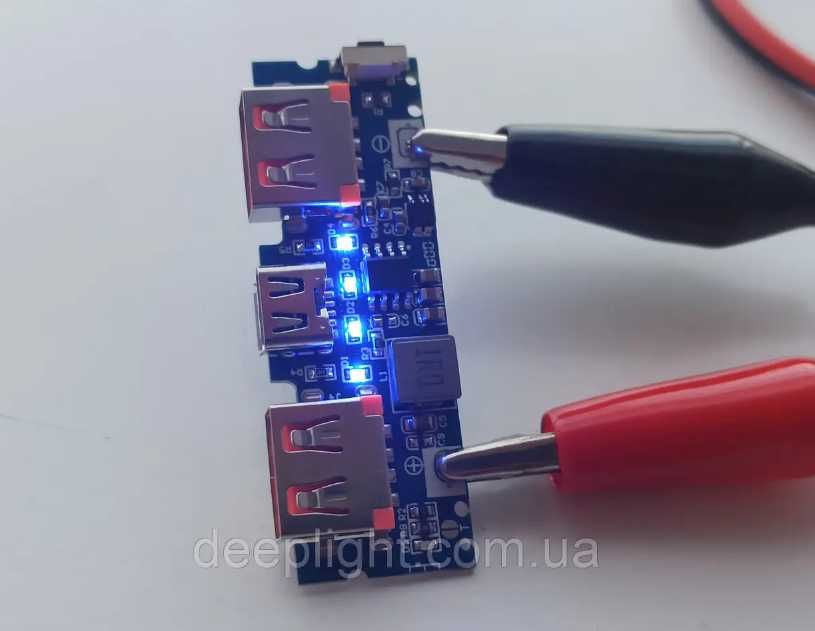 Плата повербанка Type C и micro USB на входе, 2 выхода - USB 5V 1-2.4A