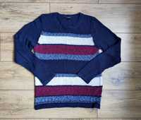 Sweter granatowy w paski S 36