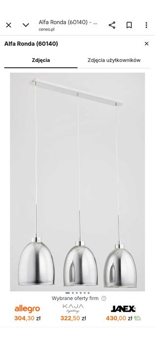 Lampa wisząca do jadalni