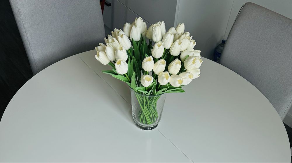 Tulipany sztuczne jak żywe jak nowe białe 40 sztuk