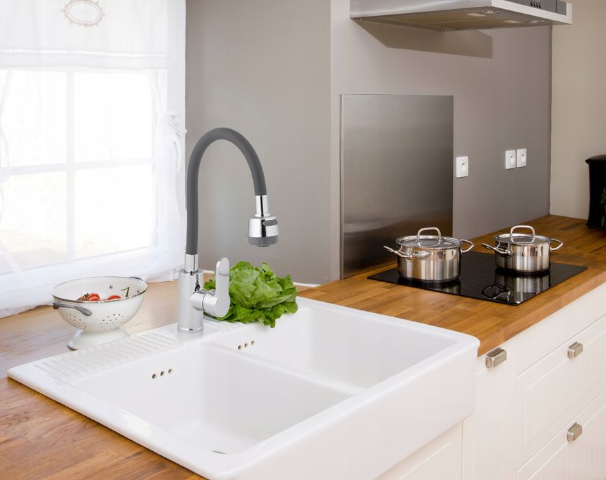 Bateria Kuchenna Obrotowa Szara Elastyczna Giętka Kran Do Kuchni Zlewu