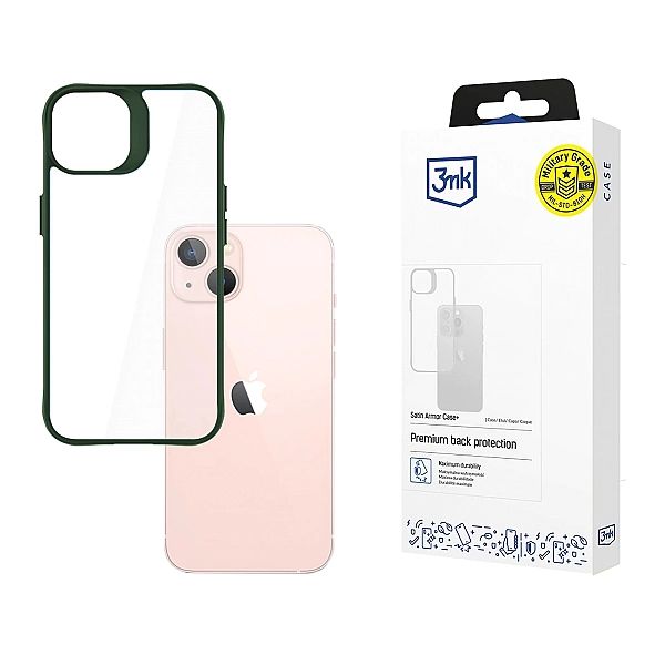 Etui 3mk Satin Armor Case+ Green na Apple iPhone 14 - przezroczyste