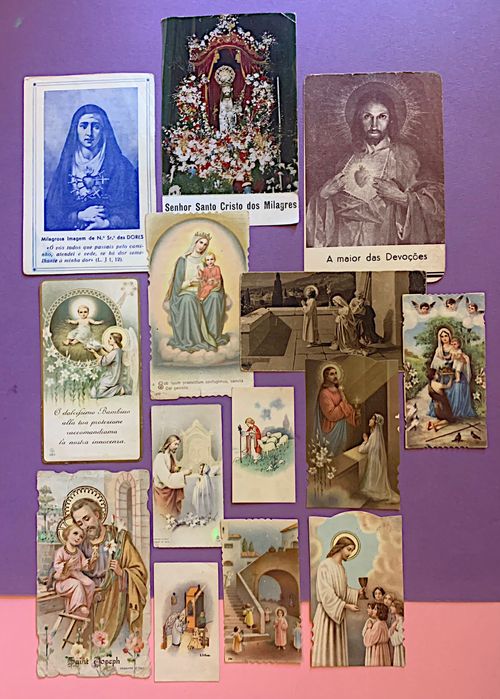 COLEÇÃO DE 49 PAGELAS RELIGIOSAS anos 47/48/49 com dedicatórias