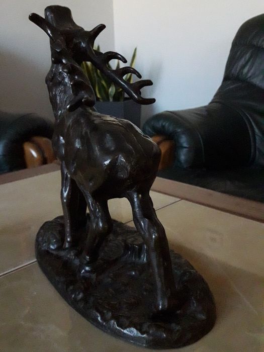 Jeleń z brązu potęźna XIX w rzeżba 6 kg. UNIKAT!!!