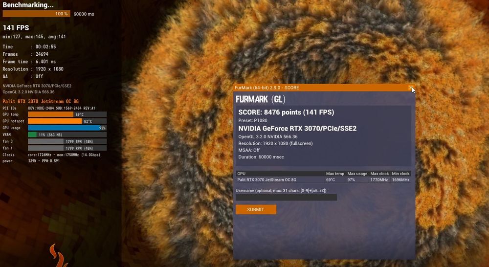 Відеокарта Palit GeForce RTX 3070 GamingPro OC 8GB (Розетка)