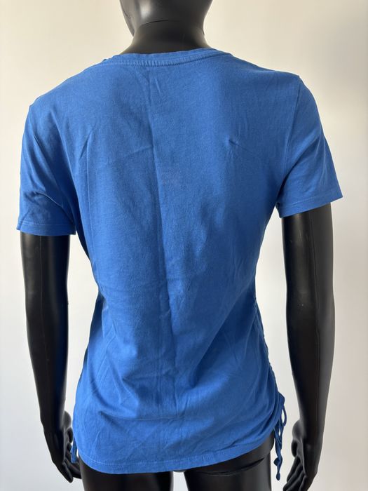 niebieska bluzka z krótkim rękawem tshirt ze ściągaczami S kobaltowa