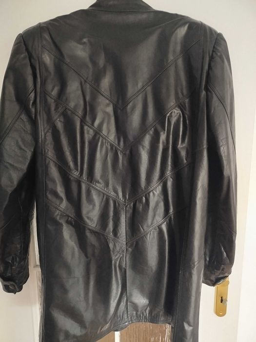 Czarna męska kurtka, płaszcz skórzana duży rozmiar
