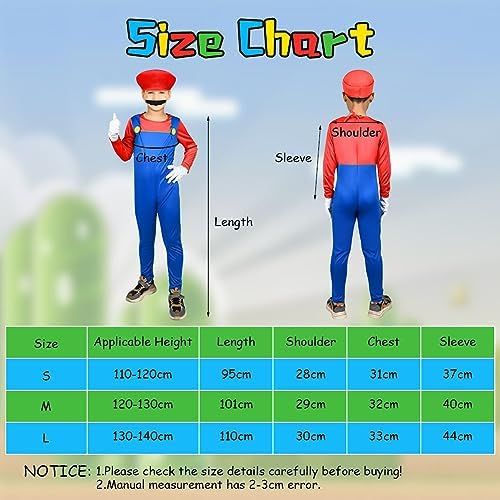 Strój przebranie Mario dla chłopca S 100-110Cm