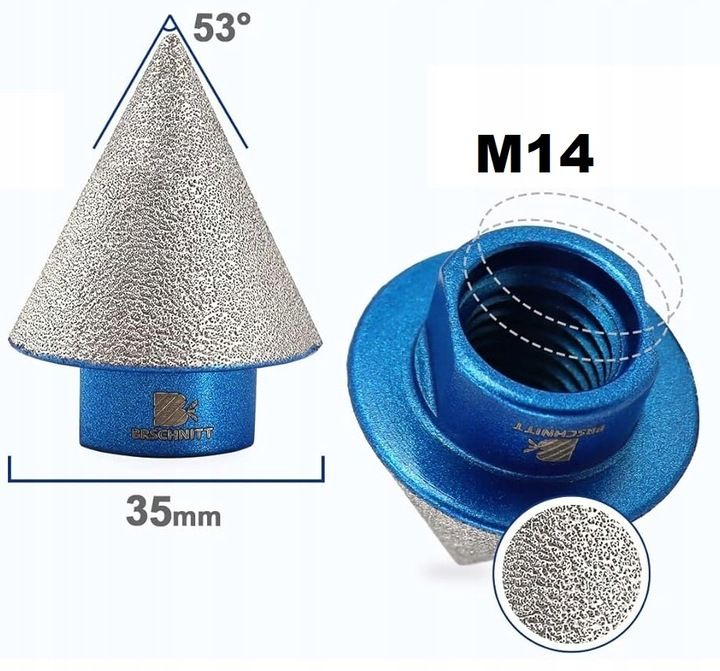 Frez Stożkowy Stożek Diamentowy 35mm M14 Do Gresu Płytek Glazury Ceram