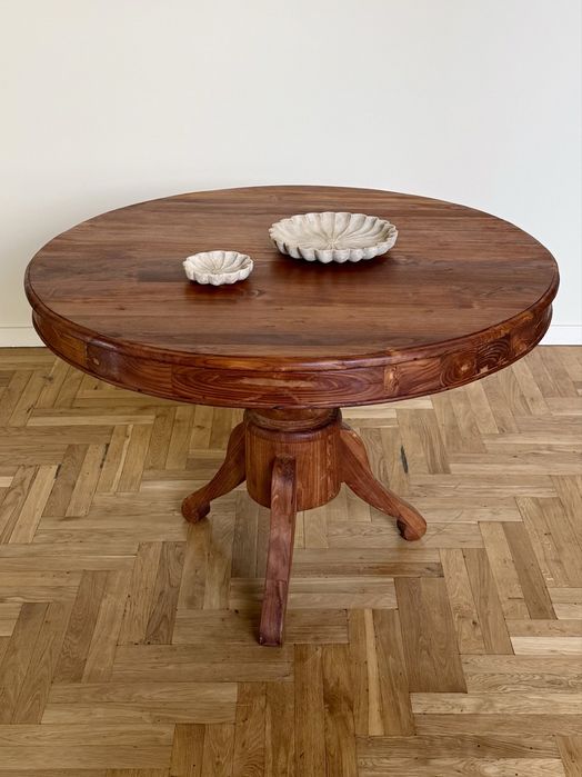 Stół okrągły 120 cm drewno tekowe egzotyczne taras jak ludwikowski