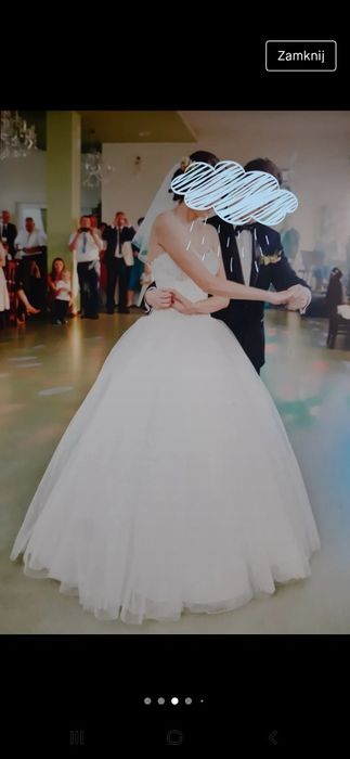 Suknia ślubna - księżniczka bez ramiączek, gorset