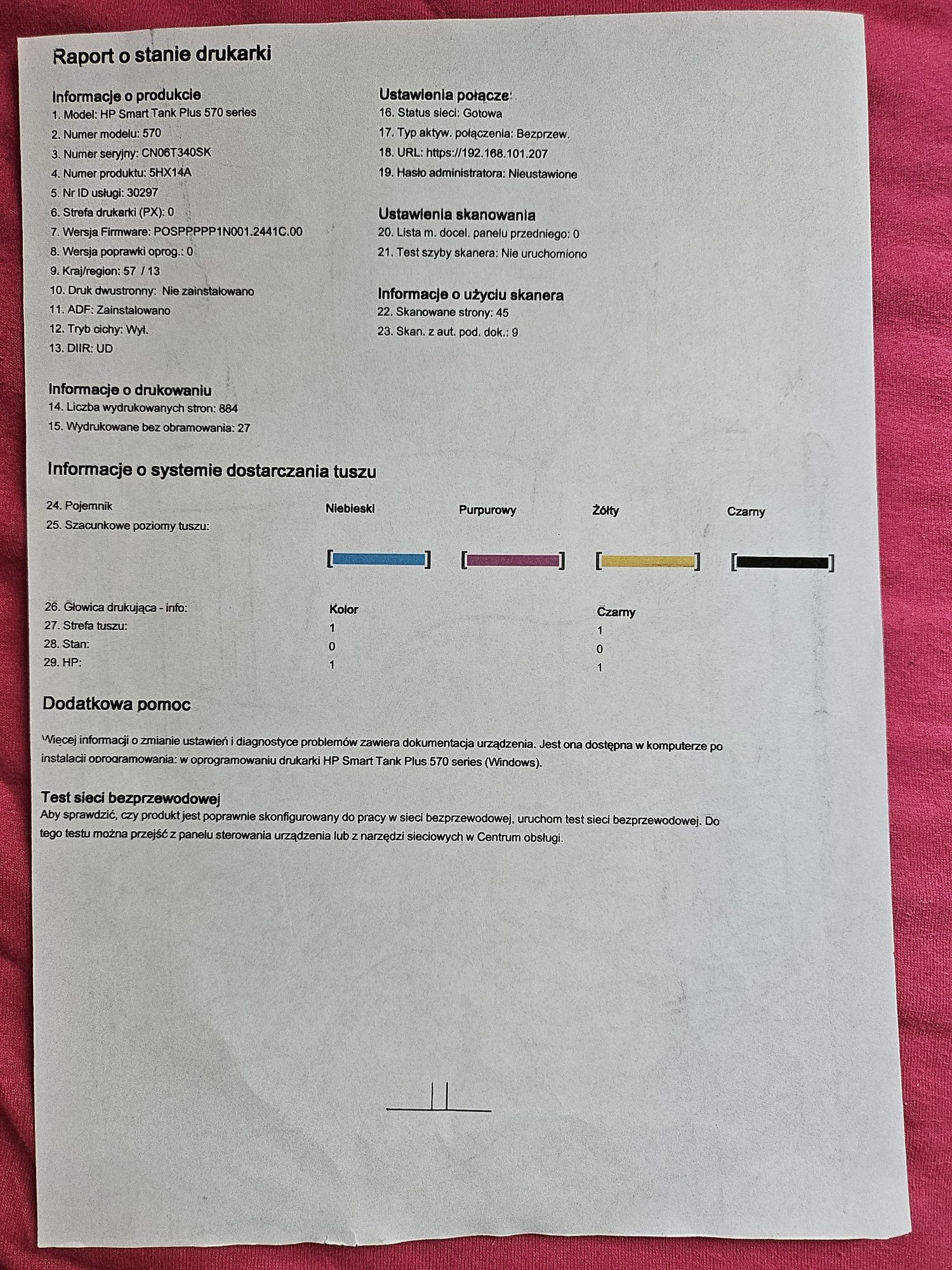 Hp smart tank plus 570 wifi uszkodzony skaner
