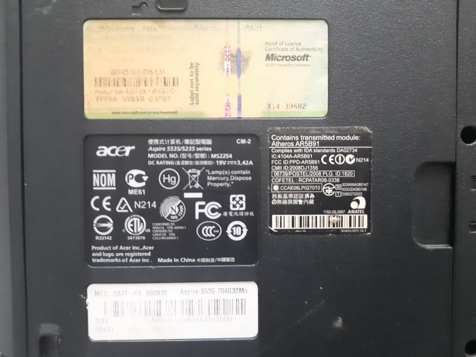 Laptop acer aspire 5535