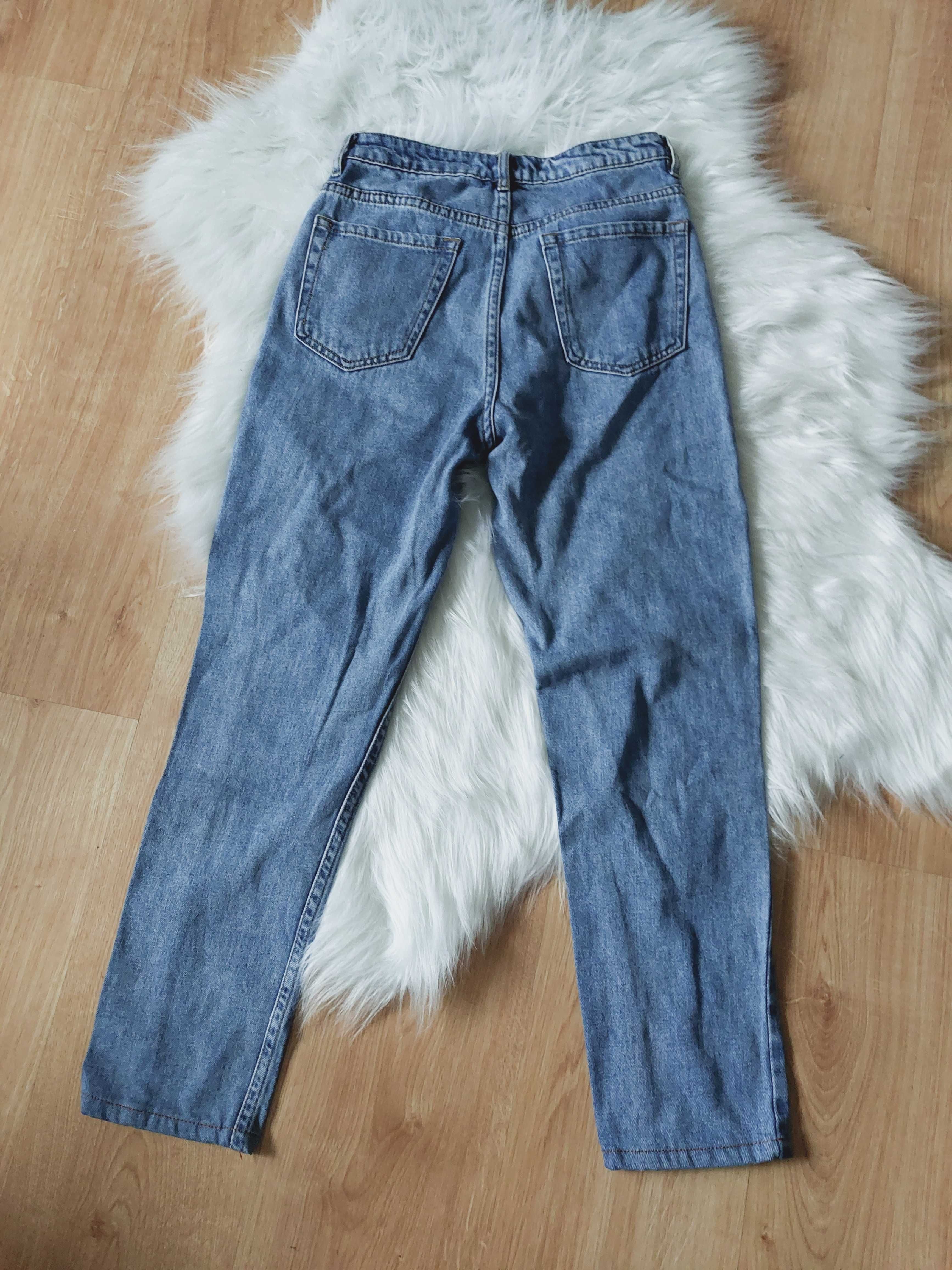 Tally Weijl dżinsy jeansy z rozcięciami wysoki xs s m mom boyfriend