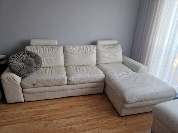Naroznik skórzany biały Helvetia Furniture