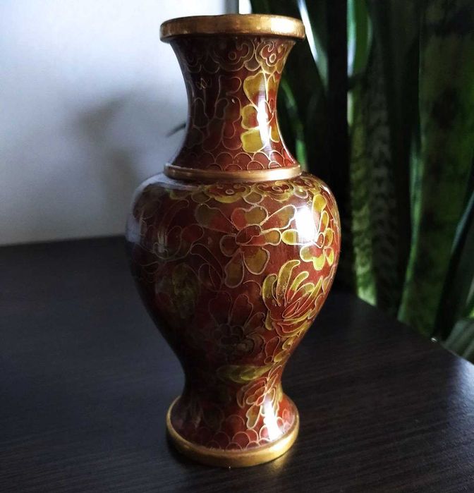 Клуазоне ваза антикварная 13 см перегородчатая эмаль Китай в коллекцию