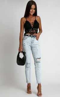 Spodnie jasny jeans, mom fit