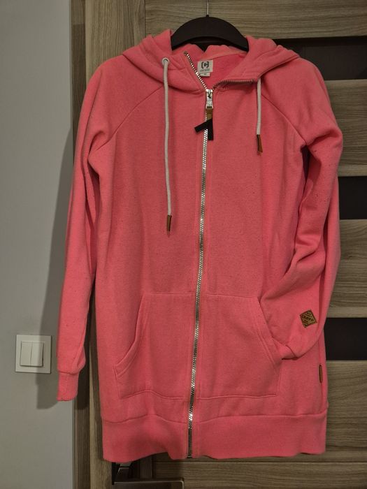 Neonowa różowa bluza z kapturem cropp rozmiar M