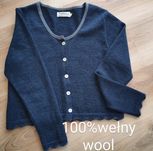 Sweter kardigan 100%wełna wool, granatowy 38/M/10 nowy
