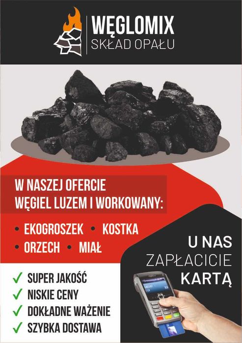 Węgiel kamienny orzech, kostka, ekogroszek, groszek, polski i import