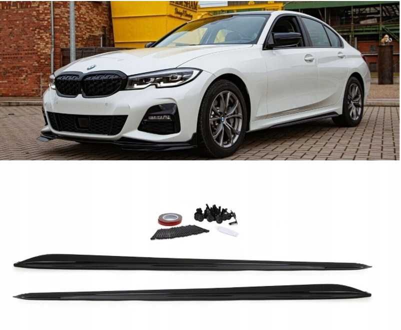 Dokładki listwy pod progi BMW G20 G21 CZARNY POŁYSK / CARBON